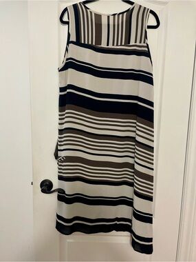 Periphery Sleeveless Striped A-Line Midi Skirt in Black & Cream